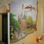 Роспись стен "Волшебный замок и дракон"