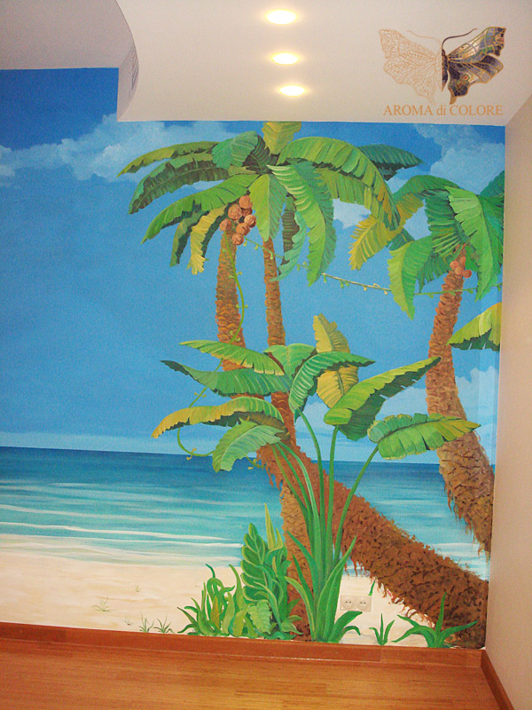 Роспись «Пальмы» в детской комнате