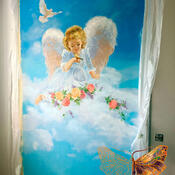 Роспись стен "Ангелочек на облаках"